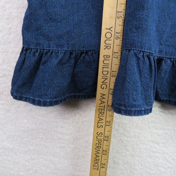 Old Navy Jean Dress Size XL Dark Wash Blue Denim Sleeveless Ruffle Hem Mini New - Picture 9 of 10